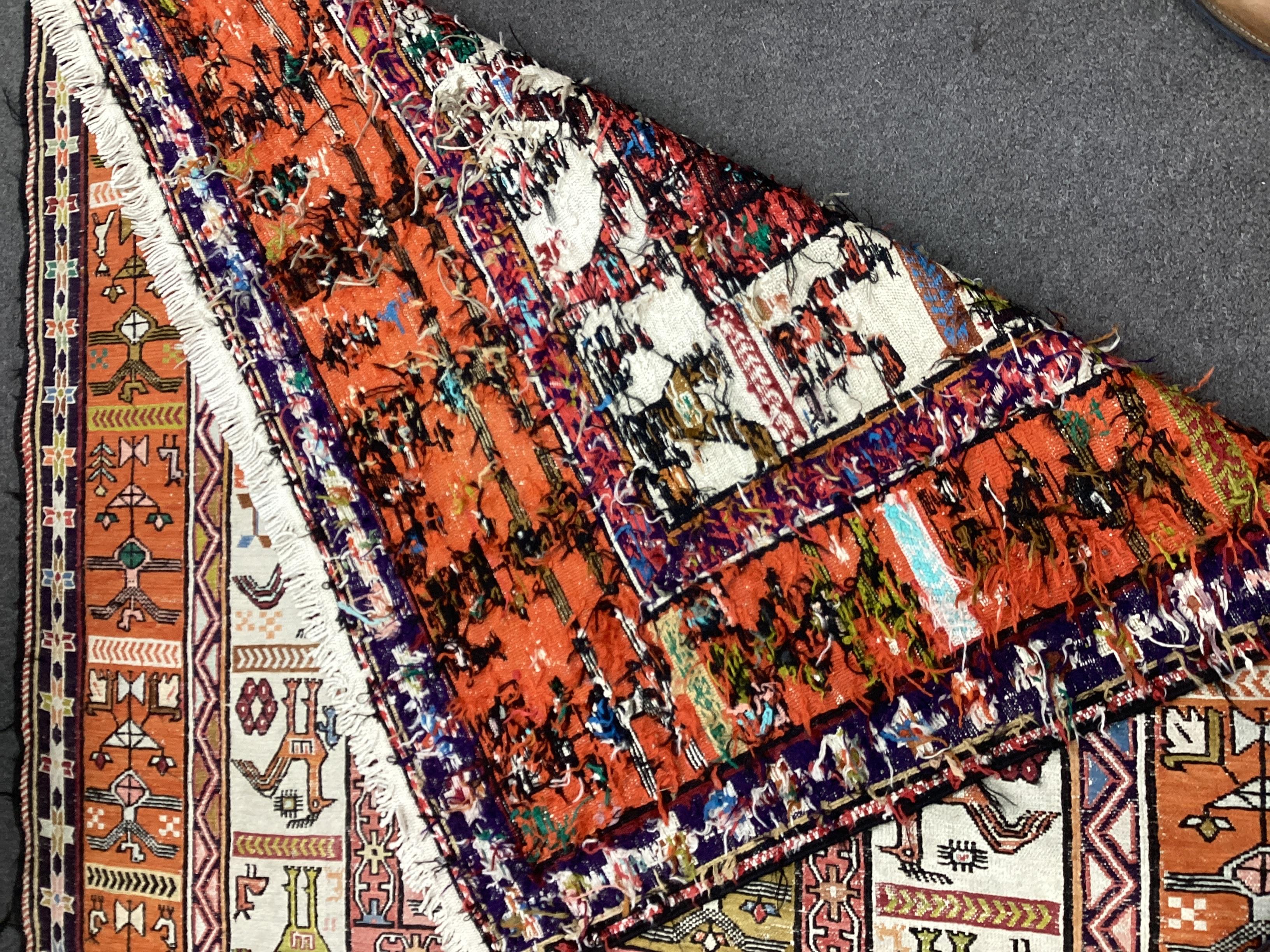 A Sumak polychrome Kilim rug, 184 x 122cm